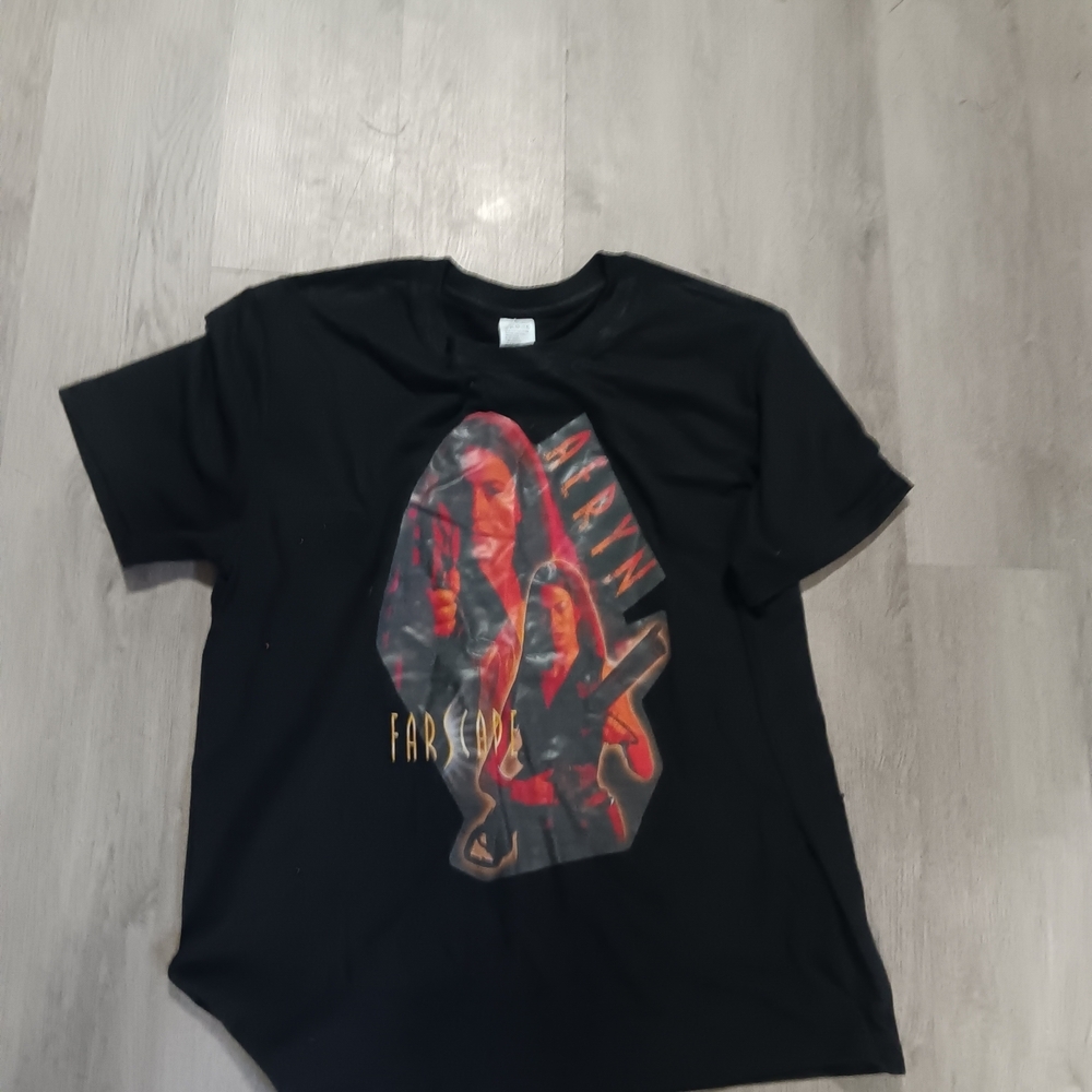 Black Graphic T-Shirt With Red And Orange Design Aeryn Sun Farscape